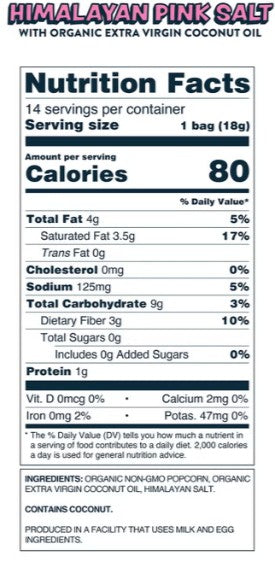 Lesser Evil Himalayan Pink Salt Popcorn .65 oz
